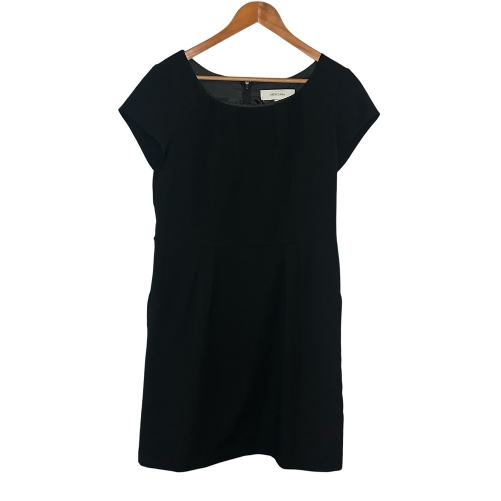 Merona Black Sheath Dress Size 12 Lined Pockets Office